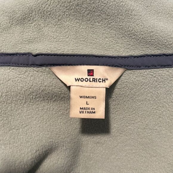 Sz L Woolrich fleece vest sage green full zip pockets - Picture 8 of 9